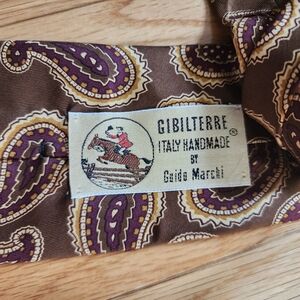 Gibilterre Italy Handmade Guido Marchi Paisley Silk Tie - Brown & Purple